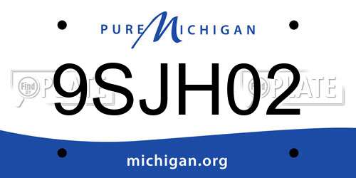 9SJH02 Michigan License Plate