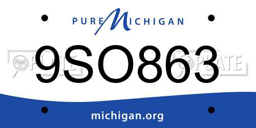 9SO863 Michigan License Plate