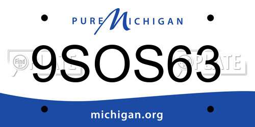 9SOS63 Michigan License Plate