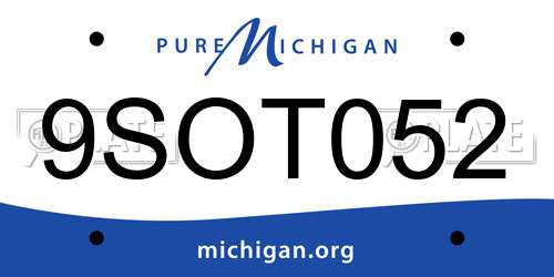 9SOT052 Michigan License Plate