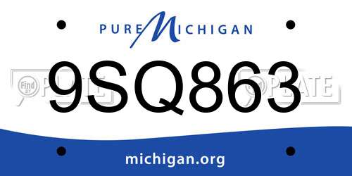 9SQ863 Michigan License Plate