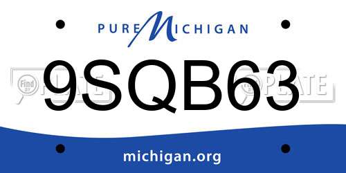 9SQB63 Michigan License Plate