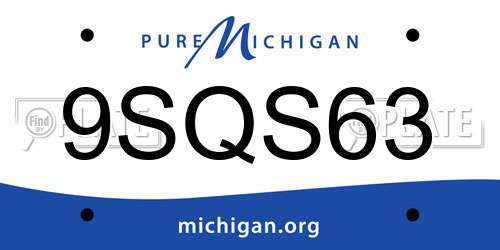 9SQS63 Michigan License Plate