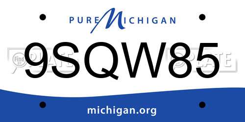 9SQW85 Michigan License Plate