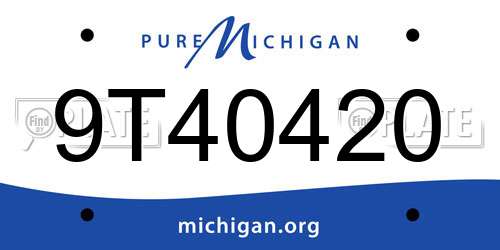 9T40420 Michigan License Plate