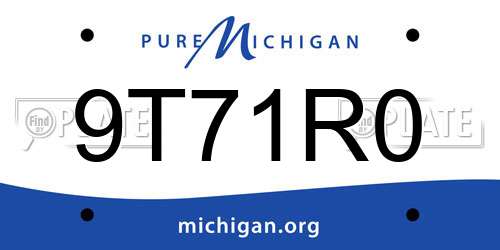 9T71R0 Michigan License Plate