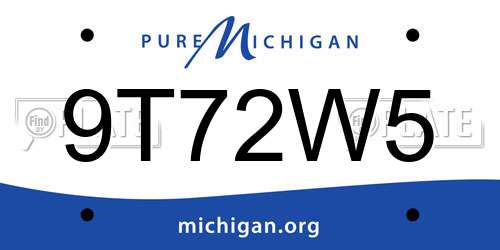 9T72W5 Michigan License Plate