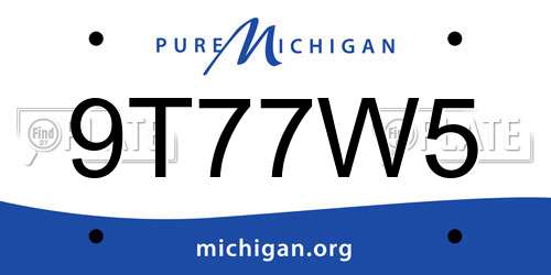 9T77W5 Michigan License Plate