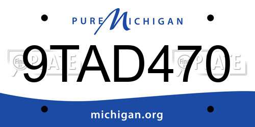 9TAD470 Michigan License Plate