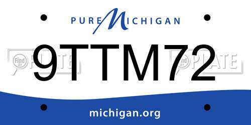 9TTM72 Michigan License Plate