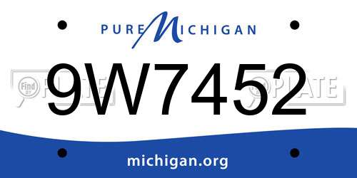 9W7452 Michigan License Plate