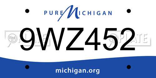 9WZ452 Michigan License Plate
