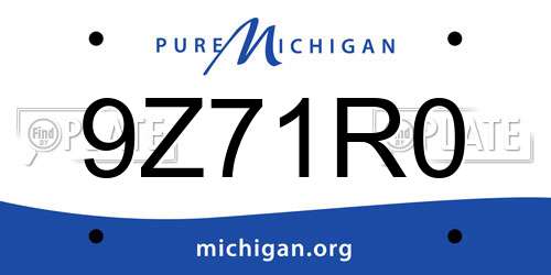 9Z71R0 Michigan License Plate