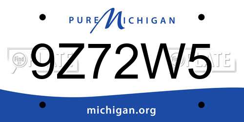 9Z72W5 Michigan License Plate