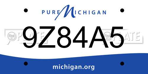9Z84A5 Michigan License Plate