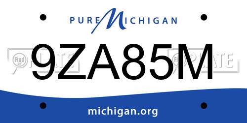 9ZA85M Michigan License Plate
