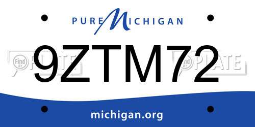 9ZTM72 Michigan License Plate