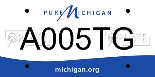A005TG Michigan License Plate
