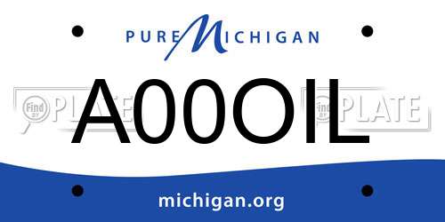 A00OIL Michigan License Plate