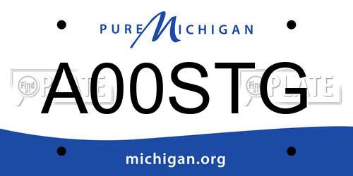 A00STG Michigan License Plate