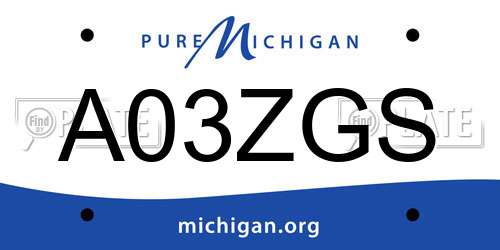 A03ZGS Michigan License Plate