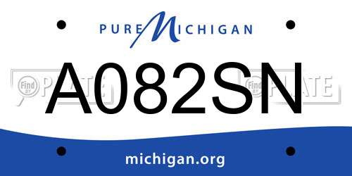 A082SN Michigan License Plate