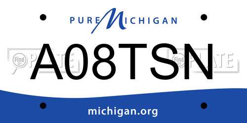A08TSN Michigan License Plate
