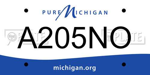 A205NO Michigan License Plate