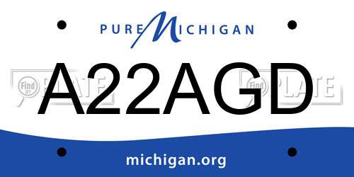 A22AGD Michigan License Plate