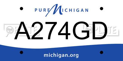 A274GD Michigan License Plate