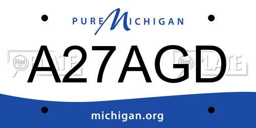 A27AGD Michigan License Plate
