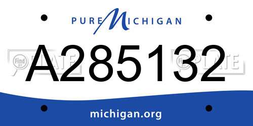 A285132 Michigan License Plate