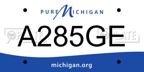 A285GE Michigan License Plate