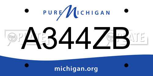 A344ZB Michigan License Plate