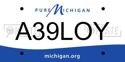 A39LOY Michigan License Plate