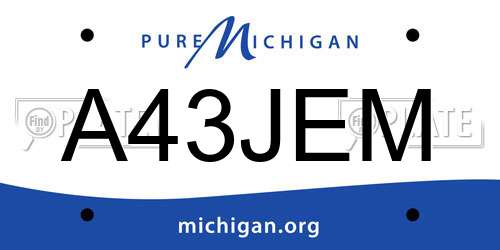 A43JEM Michigan License Plate