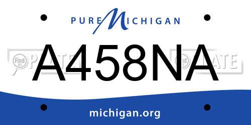 A458NA Michigan License Plate