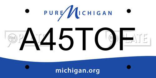 A45TOF Michigan License Plate