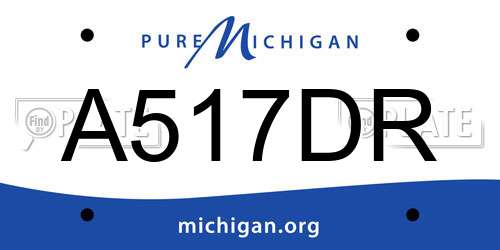 A517DR Michigan License Plate