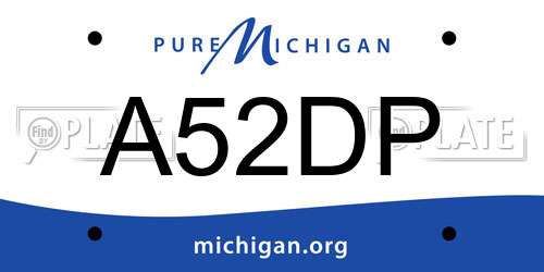A52DP Michigan License Plate