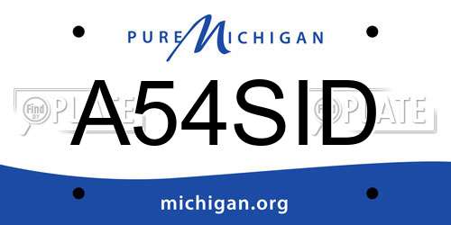 A54SID Michigan License Plate
