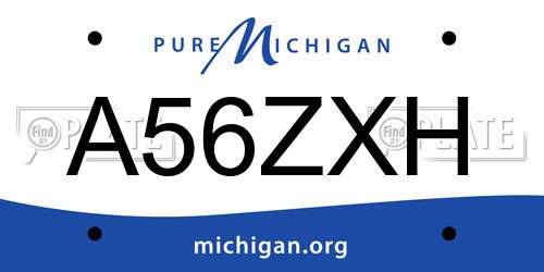 A56ZXH Michigan License Plate