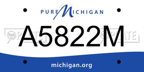 A5822M Michigan License Plate