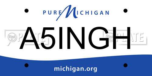 A5INGH Michigan License Plate