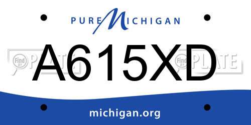 A615XD Michigan License Plate