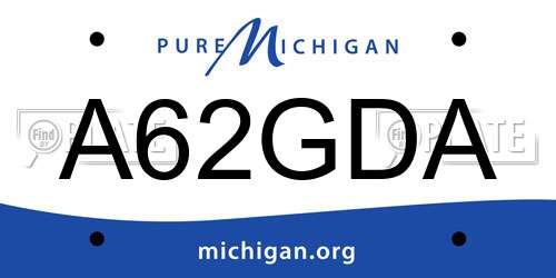 A62GDA Michigan License Plate
