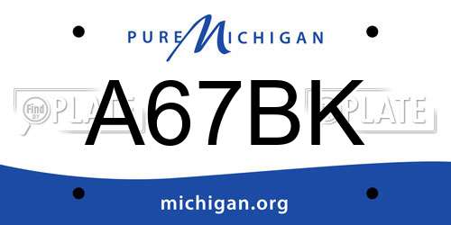 A67BK Michigan License Plate