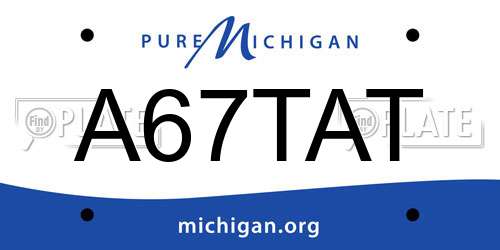 A67TAT Michigan License Plate