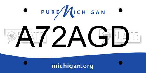 A72AGD Michigan License Plate