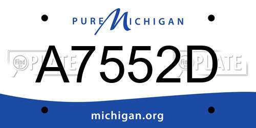 A7552D Michigan License Plate